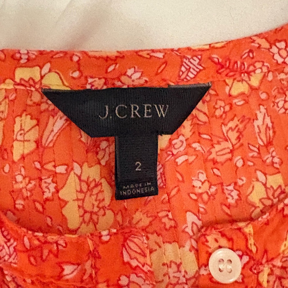 J. Crew Orange Floral Blouse (Size 2) - Picture 2 of 3